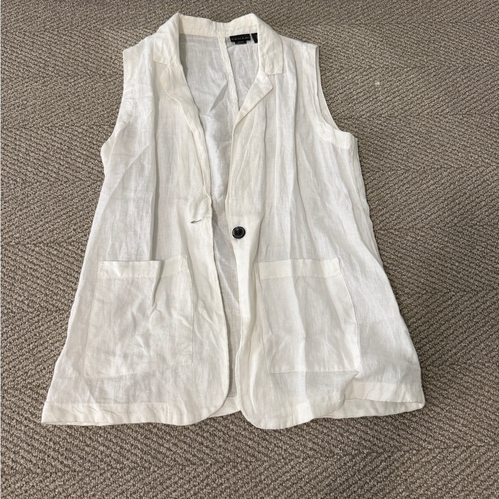 Sleeveless Linen Blazer Vest